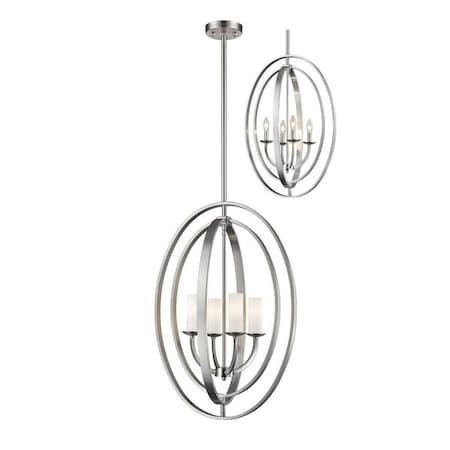 Z-Lite Ashling 4 Light Pendant, Brushed Nickel & Matte Opal 6004-4L-BN